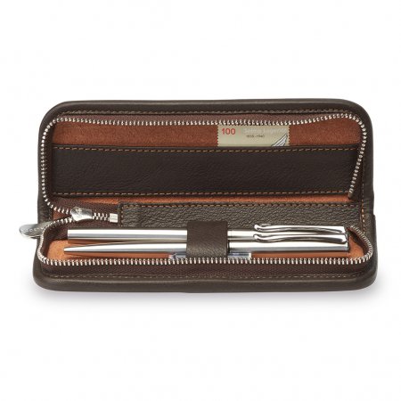 Sonnenleder Grass Leather Pencil Case for 3 Pens - Mocha Brown